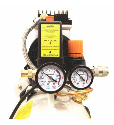 motocompressor de ar 24l silencioso isento de oleo 1,5 hp