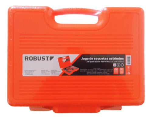 jogo soquete estriado 22pçs cromo vanádio 1/2 robust gedore laranja