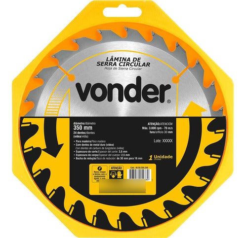 disco de serra circular vonder para madeira 350mm x 30mm 24d