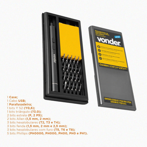 parafusadeira de precisão a bateria 3,7 v tipo caneta vonder preto 50 hz/60 hz