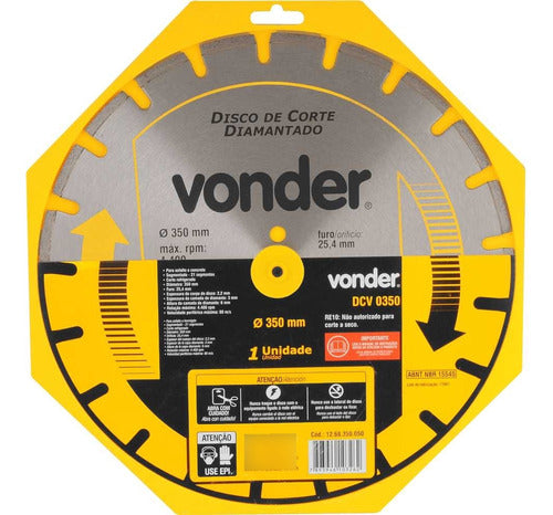 disco de corte diamantado 350mm - asfalto/concreto - vonder