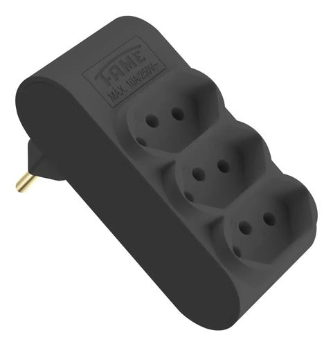 plugue multiplicador 3 tomadas 2p+t 10a/250v preto fame
