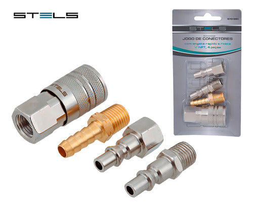 jogo de conectores engate rapido de 1/4 kit 4 peças npt
