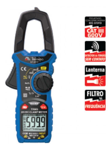 alicate amperímetro digital true rms et-3177 minipa