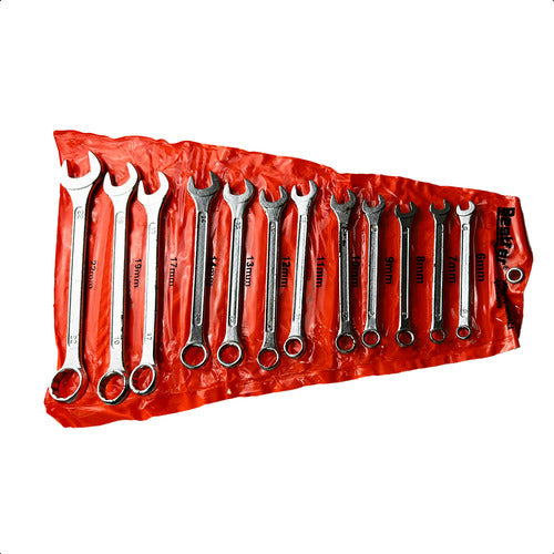 jogo de chave combinada 12 pcs 6 a 22mm aço carbono bestfer