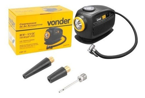 compressor de ar automotivo 90w 150 libras cav12 vonder preto