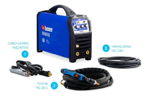 máquina inversora de solda 220a azul tigon220 boxer