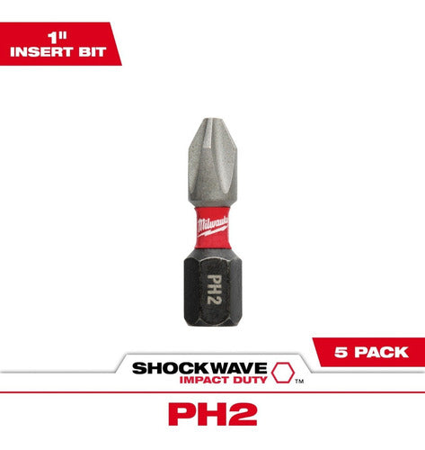 phillips ph2 milwaukee 48-32-4601 1 pol. 5 unidades. pedaços