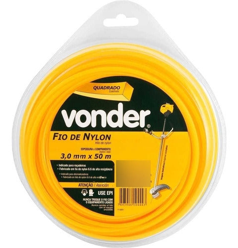 fio de nylon para roçadeira 3mm x 50m quadrado vonder cor am