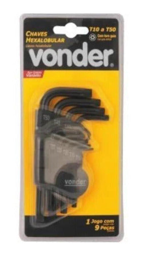 chave hexalobular t10/t50 curta furo guia vtx4 vonder 9peças