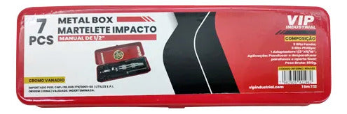 martelete manual de impacto encaixe 1/2 caixa de metal vermelho