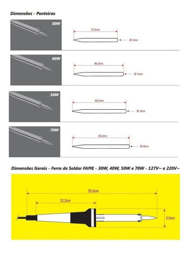 ferro de solda com suporte 70w fame pro 127v inmetro