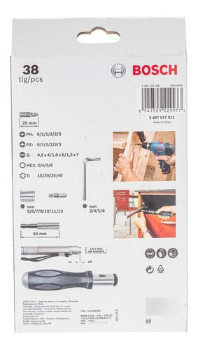 jogo de bits e soquetes bosch p/ aparafusar c/ 38 peças