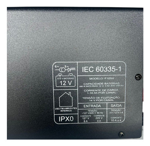carregador de bateria inteligente (4 saídas) 12v 10a bivolt