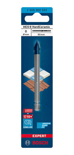 broca para porcelanato 8mm x 90mm expert hex-9 bosch