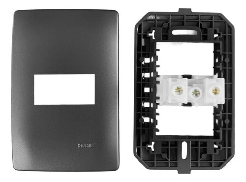 tomada 2p+t 20a horizontal 4x2 habitat onix fame cinza