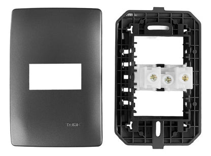 Tomada 2p+t 20a Horizontal 4x2 Habitat Onix Fame Cinza
