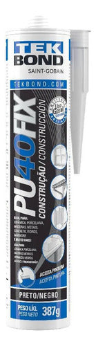 adesivo selador construção pu40 preto 387g tekbond