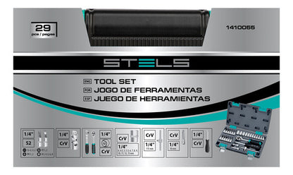 Jogo De Ferramenta Cromo Vanádio 1/4 Maleta 29 Peças Stels