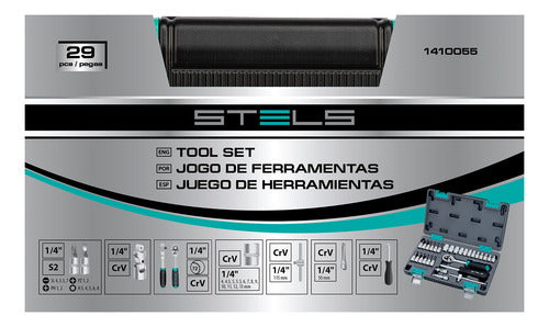 Jogo De Ferramenta Cromo Vanádio 1/4 Maleta 29 Peças Stels