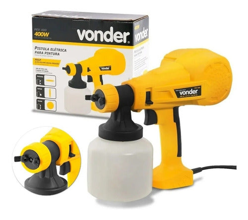 pistola elétrica para pintura pev400 hvlp 800ml vonder amarelo/preto