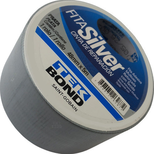 Fita Adesiva Reforçada Silver Tape Rl 48mm X 5m Tekbond Cor