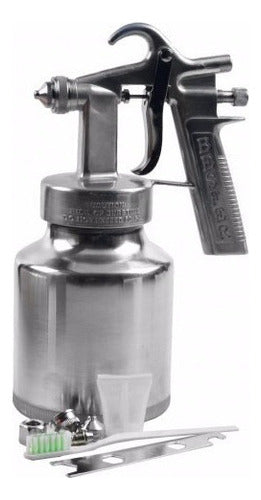 Pistola De Tinta Baixa Pressão Ar Direto 1000ml Aluminio Cor Prata