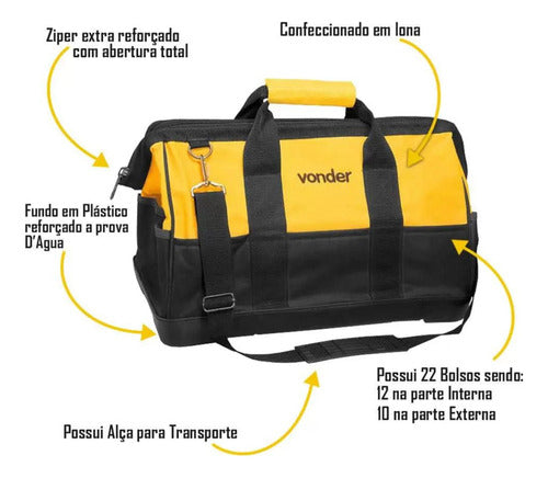 Bolsa Lona Para Ferramentas Fundo Emborrachado Bl-017 Vonder Amarelo