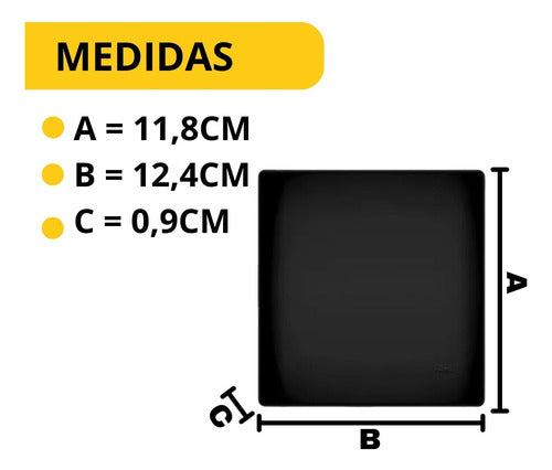 placa cega espelho com suporte 4x4 black preto fosco fame