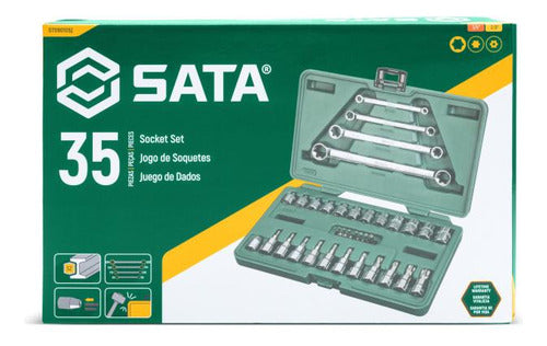 Jogo Soquete 3/8  Chaves E-torx 3/8  35 Peças St09010sj Sata
