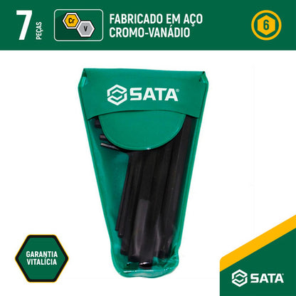 Jogo De Chave Hexagonal Curta 1,5 A 6mm 7 Peças Sata