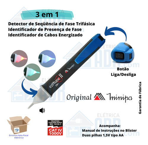 detector identificador sequencia de fase ez phase ii minipa