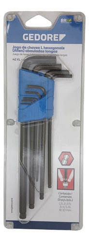 Jogo Chaves Allen Longas Abauladas 1.5mm A 10mm Gedore Azul