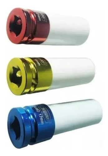 jogo soquete impacto longo roda liga leve encaixe de 1/2 pol