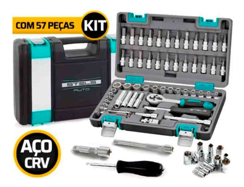 Jogo Soquete 1/4 57 Peças Bits - Stels