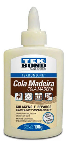 Cola Para Madeira Tekbond Cola Madeira 100g Cor Branco