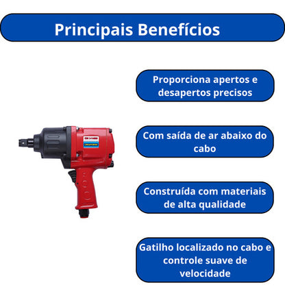 Chave De Impacto Pneumática De 3/4 Pol 140kg Chiaperini Vermelho