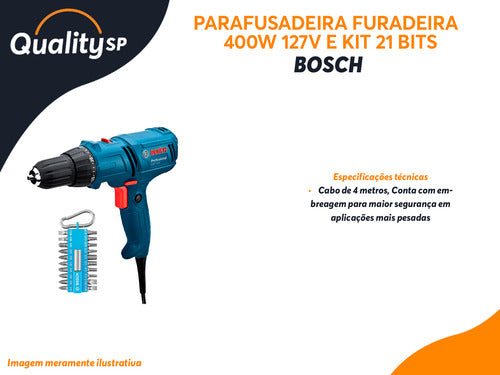 Parafusadeira Elétrica Bosch Gsr 714e 400w 220v Com Kit Bits