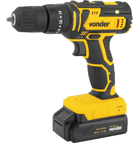 parafusadeira furadeira impacto pfv020i vonder 2 baterias - amarelo - 50 hz/60 hz - 127/220v