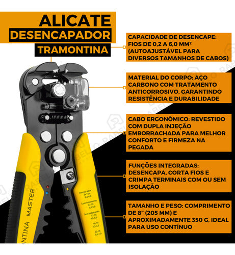 Alicate Decapador De Fios Para Eletricista Tramontina
