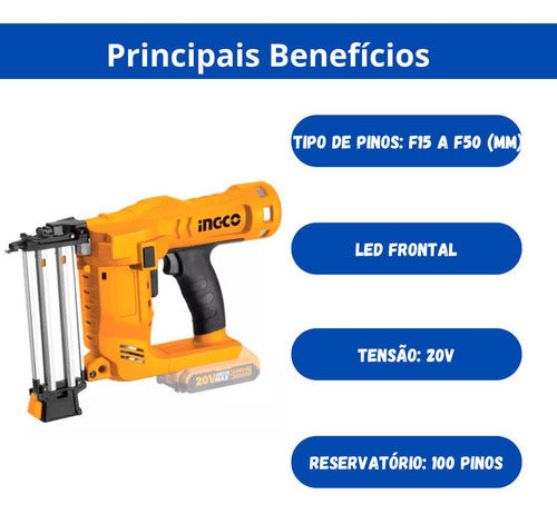 pinador ingco 18ga 50mm 20v p20s (sem bateria)