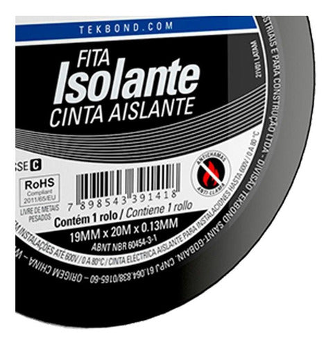 Fita Isolante 19mm X 20 Metros X 0.13mm 21131001920 Tekbond