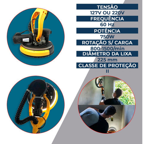 Lixadeira C/ Aspirador Led 220v Parede E Teto Girafa 750w Co