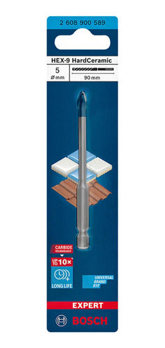 broca p/ porcelanato 5mm x 90mm expert hex-9 bosch original