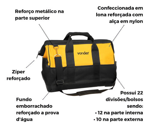 Bolsa Para Ferramentas Em Lona 400 Mm Vonder Bl-016 40x20x30 Amarelo