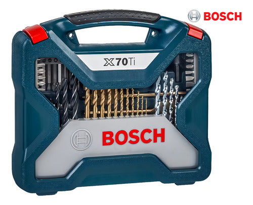 kit de pontas e brocas em titânio bosch x-line 70 peças