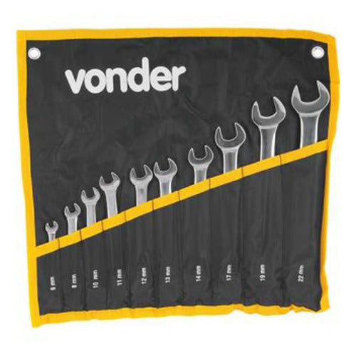 jogo de chaves combinadas 6 a 22 mm aço cromo vanádio vonder