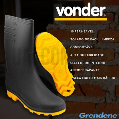 Bota De Borracha Galocha Impermeável Motoboy Pvc Vonder