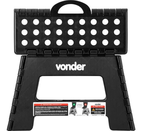 banqueta plástica multiuso dobrável 220mm vonder preta