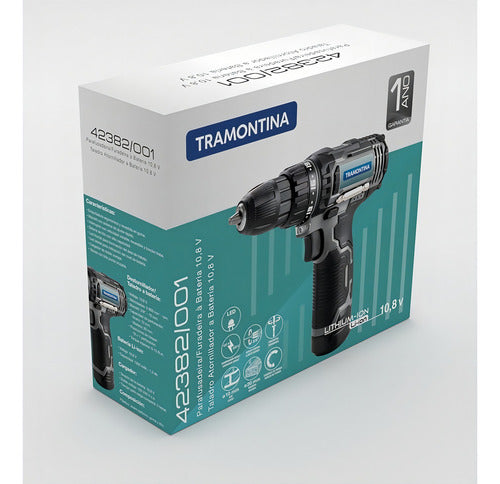 parafusadeira furadeira para uso doméstico 10,8 v tramontina preto